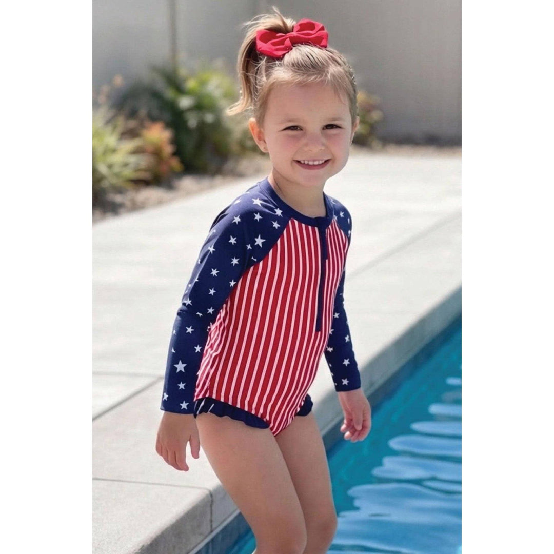 Long Sleeve Rash Guard with Front Zipper | Stars &amp; Stripes Party