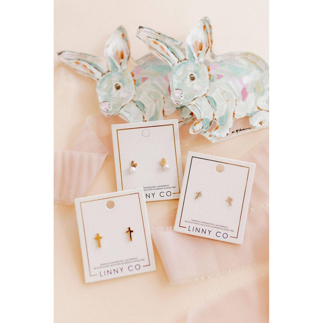 Screwback Stud Earrings - Catherine Cross Gold