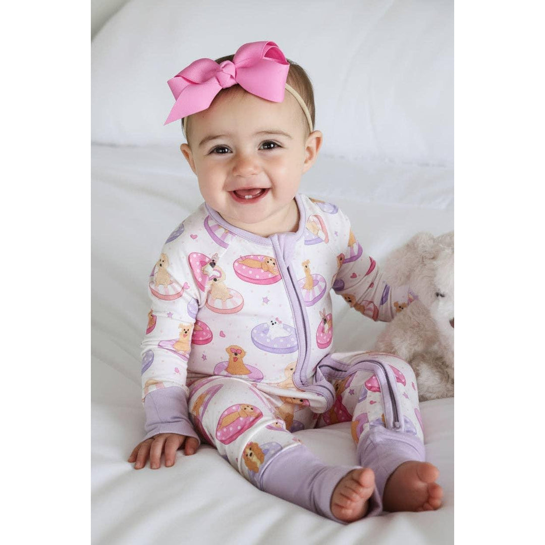 Convertible Zip Romper | Poolside Pups Pink