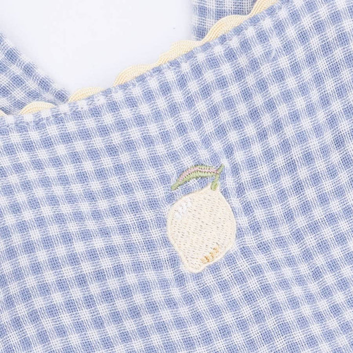 Micro Gingham Blue Blizzard - Ric Rac Ruffle Sunsuit