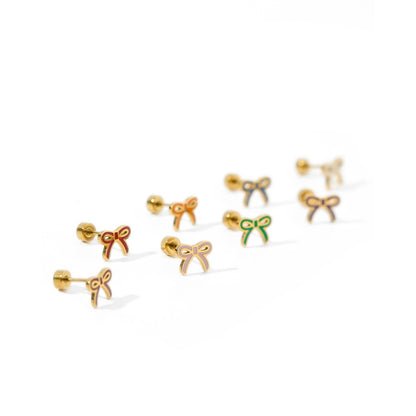 Screwback Stud Earrings - Sadie Bow Light Pink