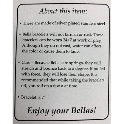 "Bella Bracelets" Silver Set of 20 Stainless Steel Bracelets