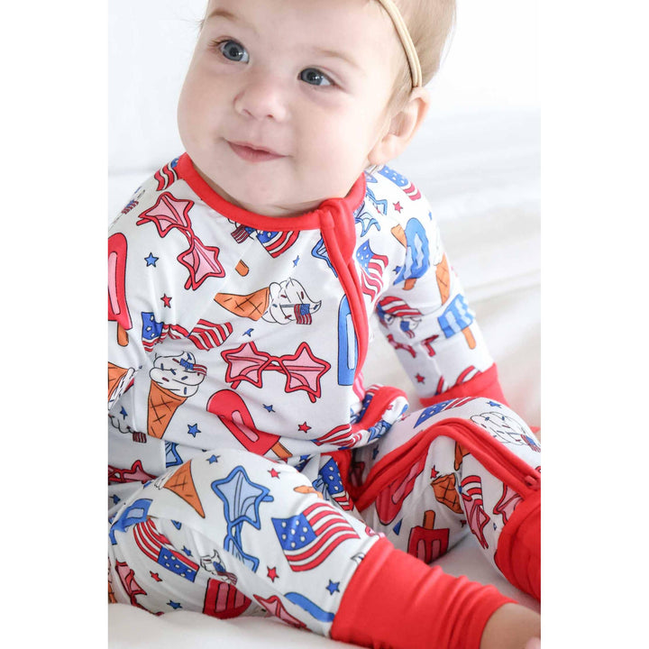 Convertible Zip Romper | Red, White &amp; Cool