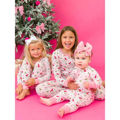 Baby Girls Dear Santa Bamboo Viscose Convertible Ruffle One Piece Pajama