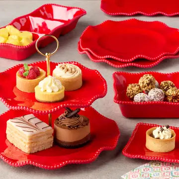 Perlette Red Melamine Cheese Board & Knife Set by Certified International | Beaded Serving Tray