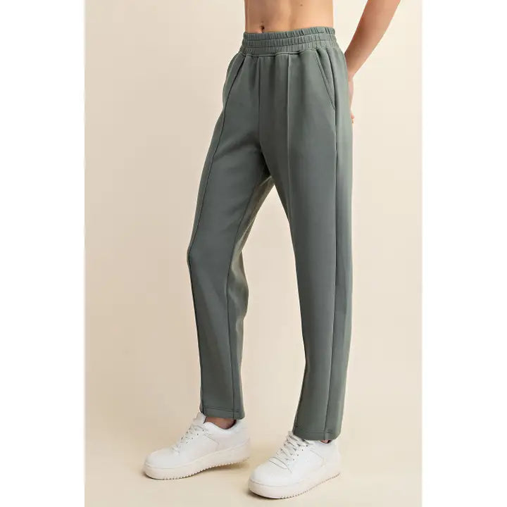 Modal Poy Span Scuba Luxe V- Neck Jacket &amp; Pintuck Pant