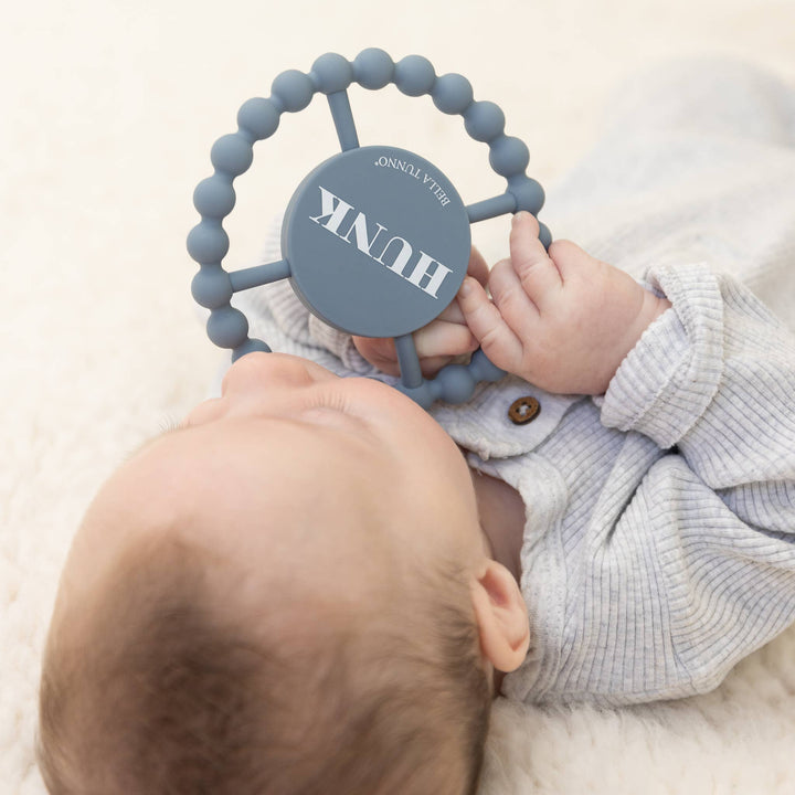Bella Tunno Hunk Happy Teether — Silicone Beaded Baby Teether