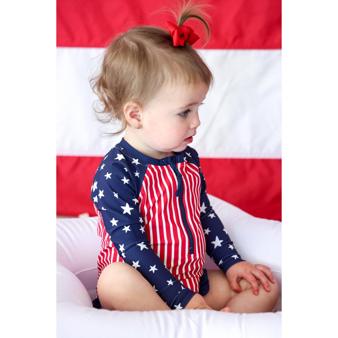 Long Sleeve Rash Guard with Front Zipper | Stars &amp; Stripes Party