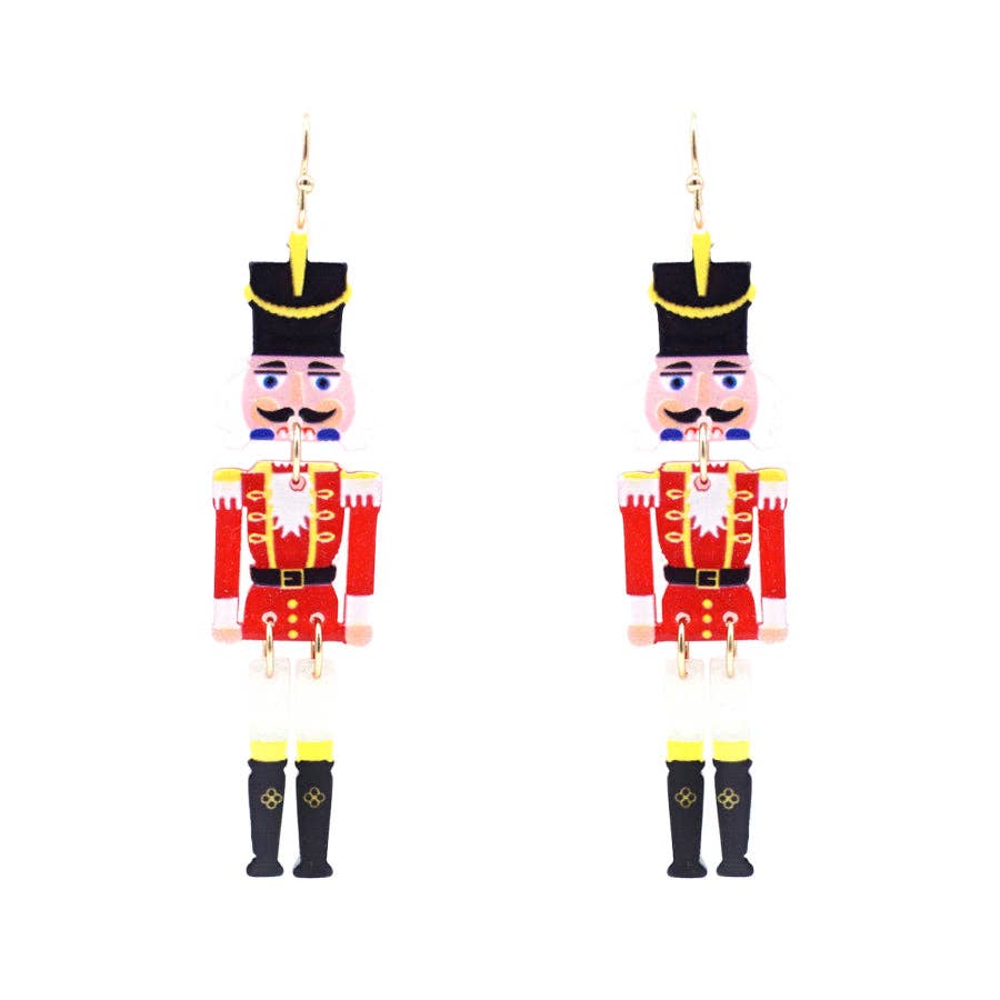 Red Acrylic Nutcracker 2.5" Drop Earring