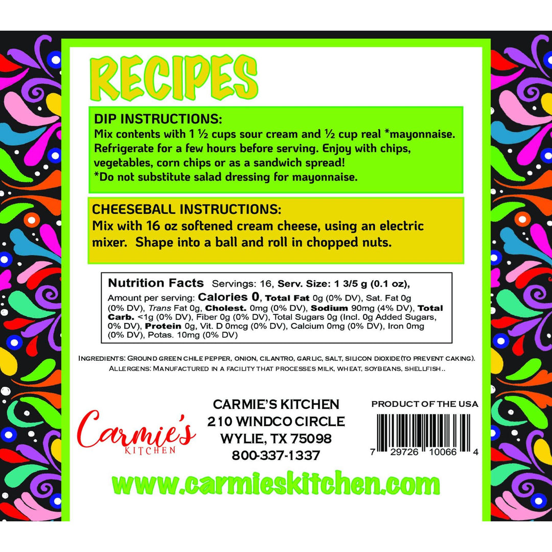 Green Chile and Cilantro Dip Mix - Taco Tuesday Collection