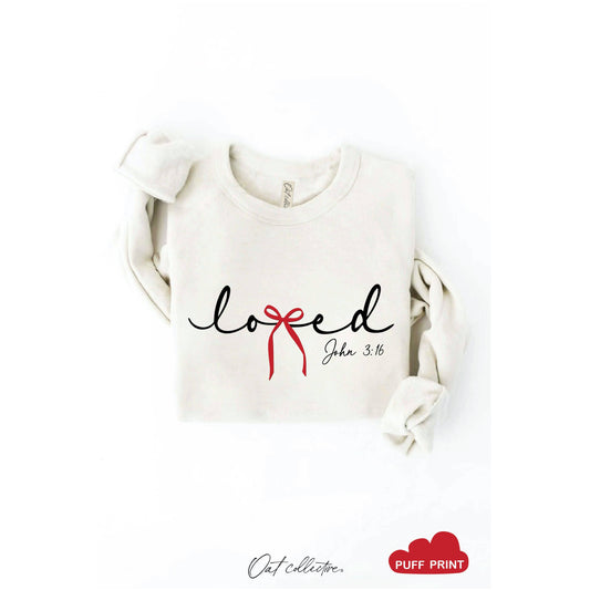 Loved Bow John 3:16 Puff Graphic Sweatshirt