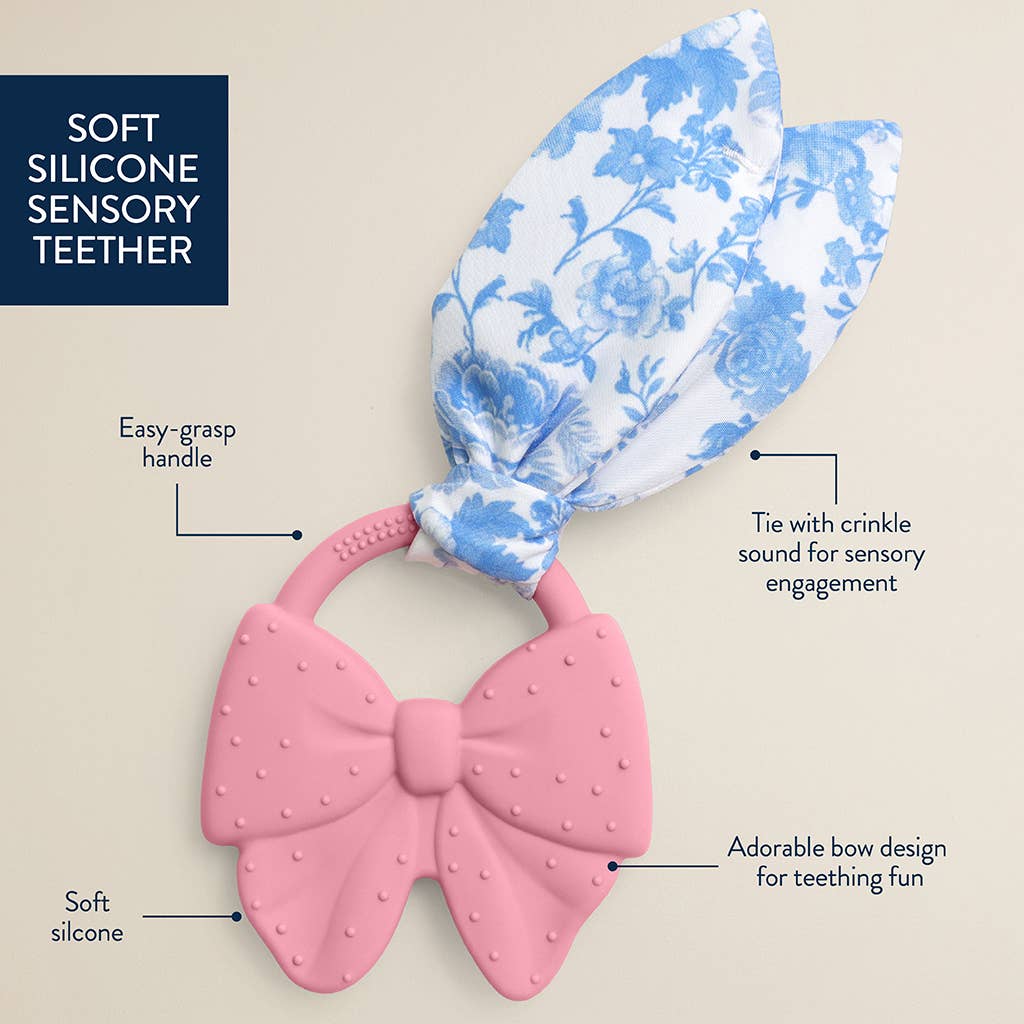 Itzy Ritzy Crinkle Crew Sensory Teether - Pink Bow Baby Toy