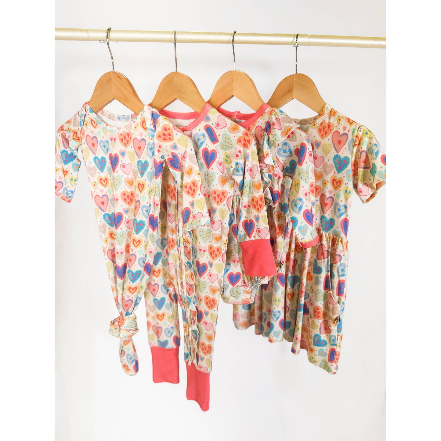 Lovestruck Hearts  - Long Sleeve Convertible Zip PJs