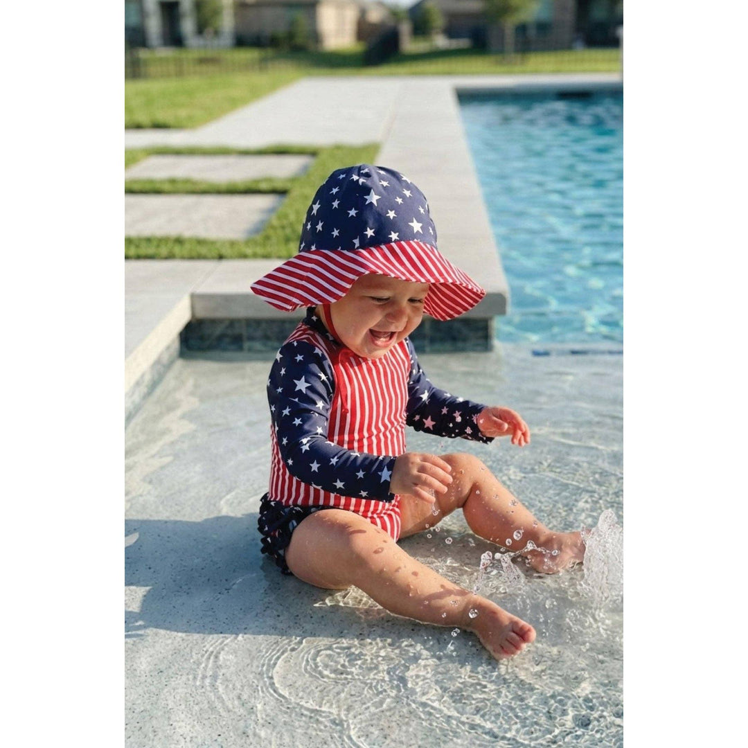 Long Sleeve Rash Guard With Ruffle Bottom | Stars &amp; Stripes Party