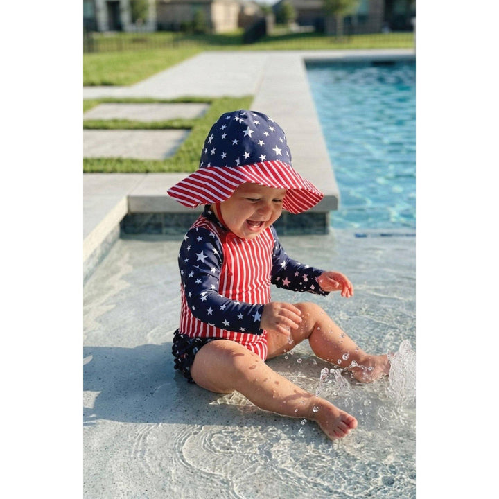 Long Sleeve Rash Guard With Ruffle Bottom | Stars &amp; Stripes Party