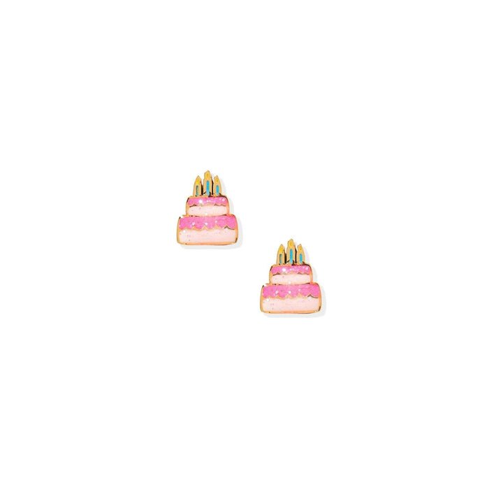 Screwback Stud Earrings - Birthday Cake