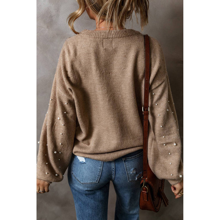 Elliot Pearled Drop Shoulder Round Neck Sweater