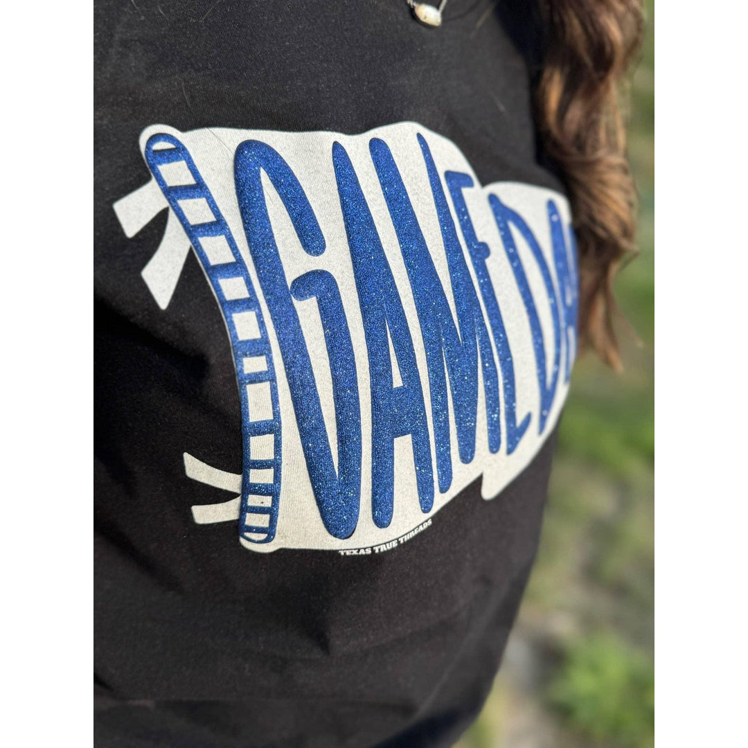 Pennant Game Day in White Ink with Glitter Puff Tee