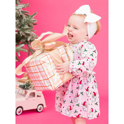 Baby Girls Dear Santa Knit Long Sleeve Skirted Romper