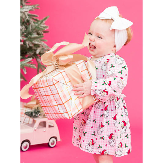 Baby Girls Dear Santa Knit Long Sleeve Skirted Romper