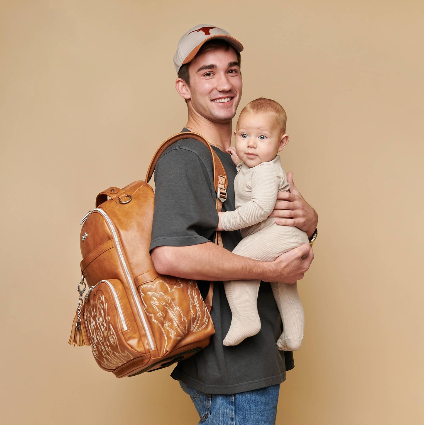 Itzy Ritzy Boss Plus™ Large Diaper Bag Backpack - Nash Saddle Vegan Leather