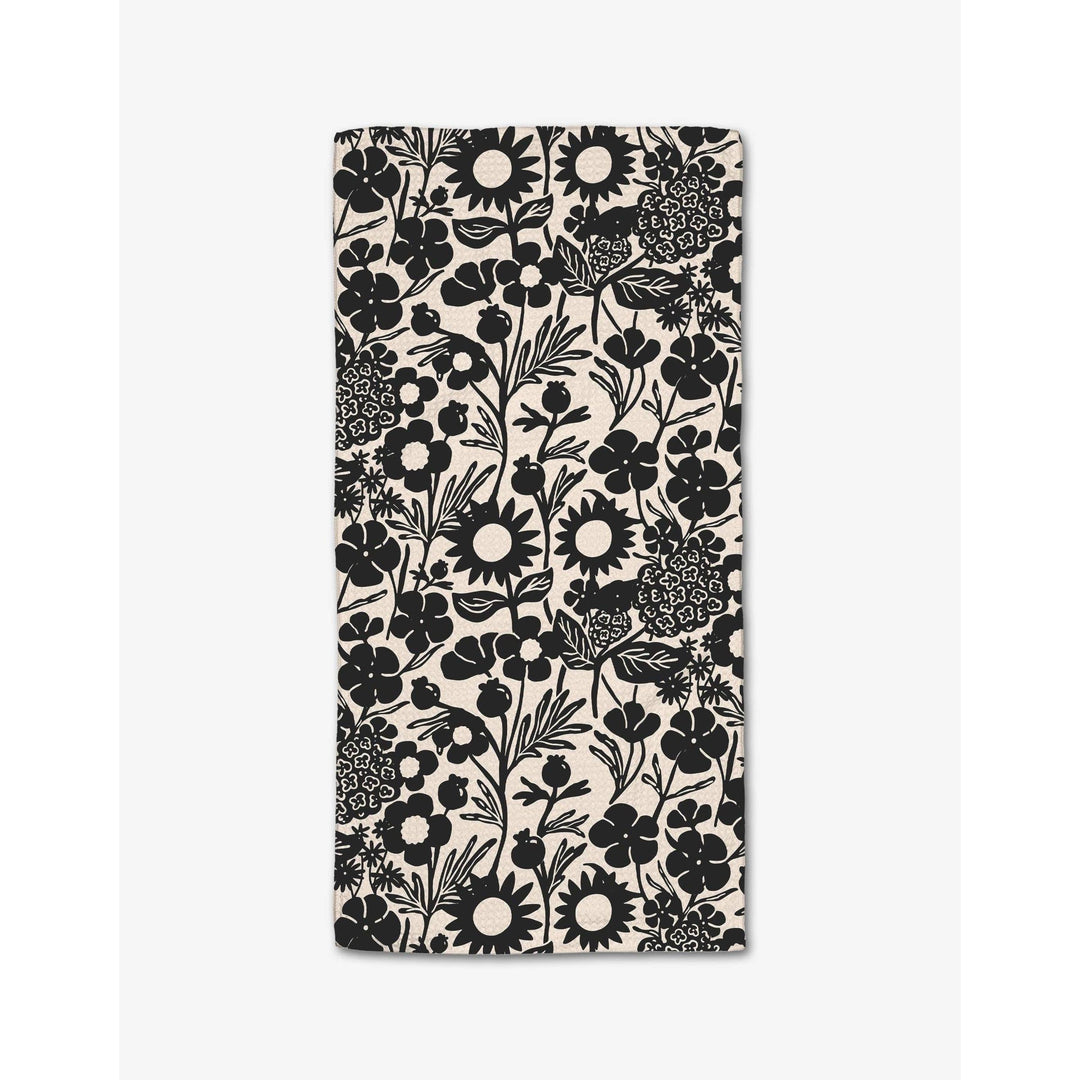 Black Flower Garden Mini Towel