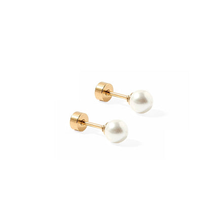 Screwback Stud Earrings - Payton Pearl White 5mm