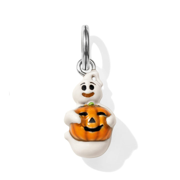 Brighton Boo Halloween Charm - silver plated enamel Brighton Treasures charm, front view