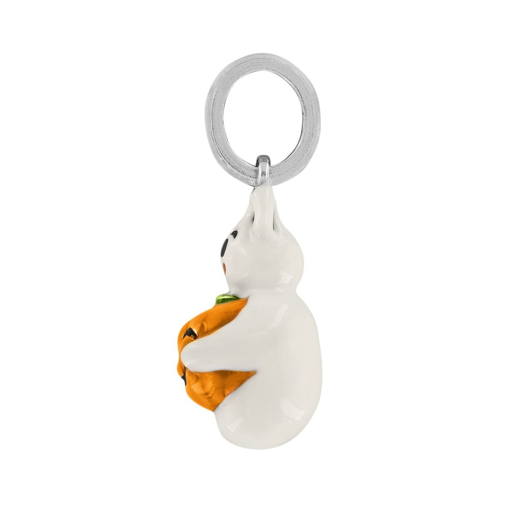 Brighton Boo Halloween Charm - silver plated enamel Brighton Treasures charm, side view
