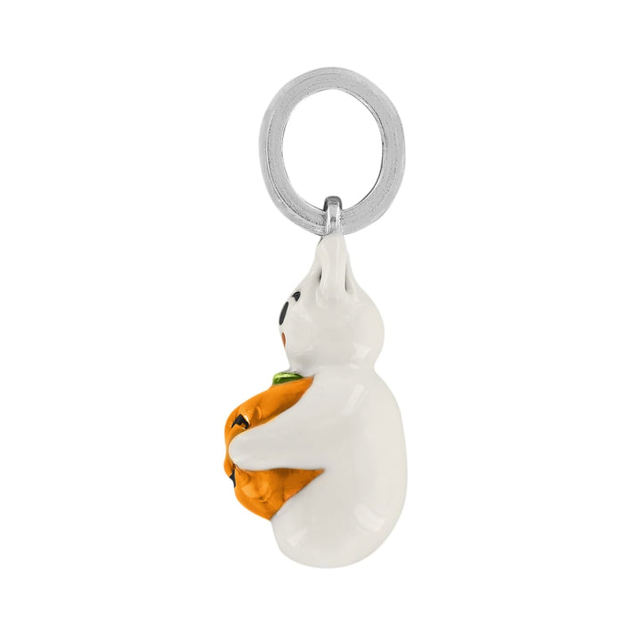 Brighton Boo Halloween Charm - silver plated enamel Brighton Treasures charm, side view