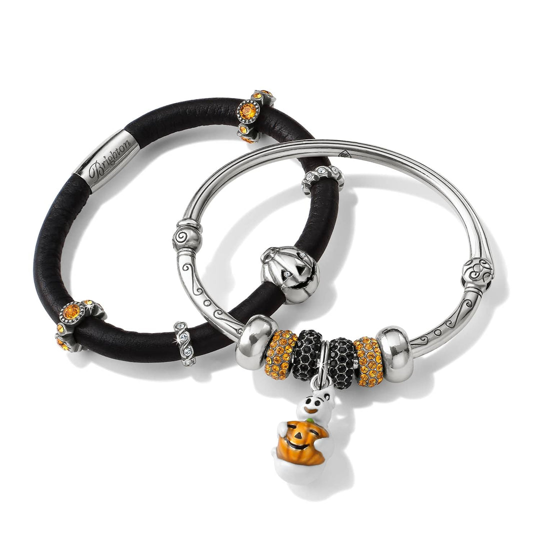 Brighton Boo Halloween Charm - silver plated enamel Brighton Treasures charm, detail view