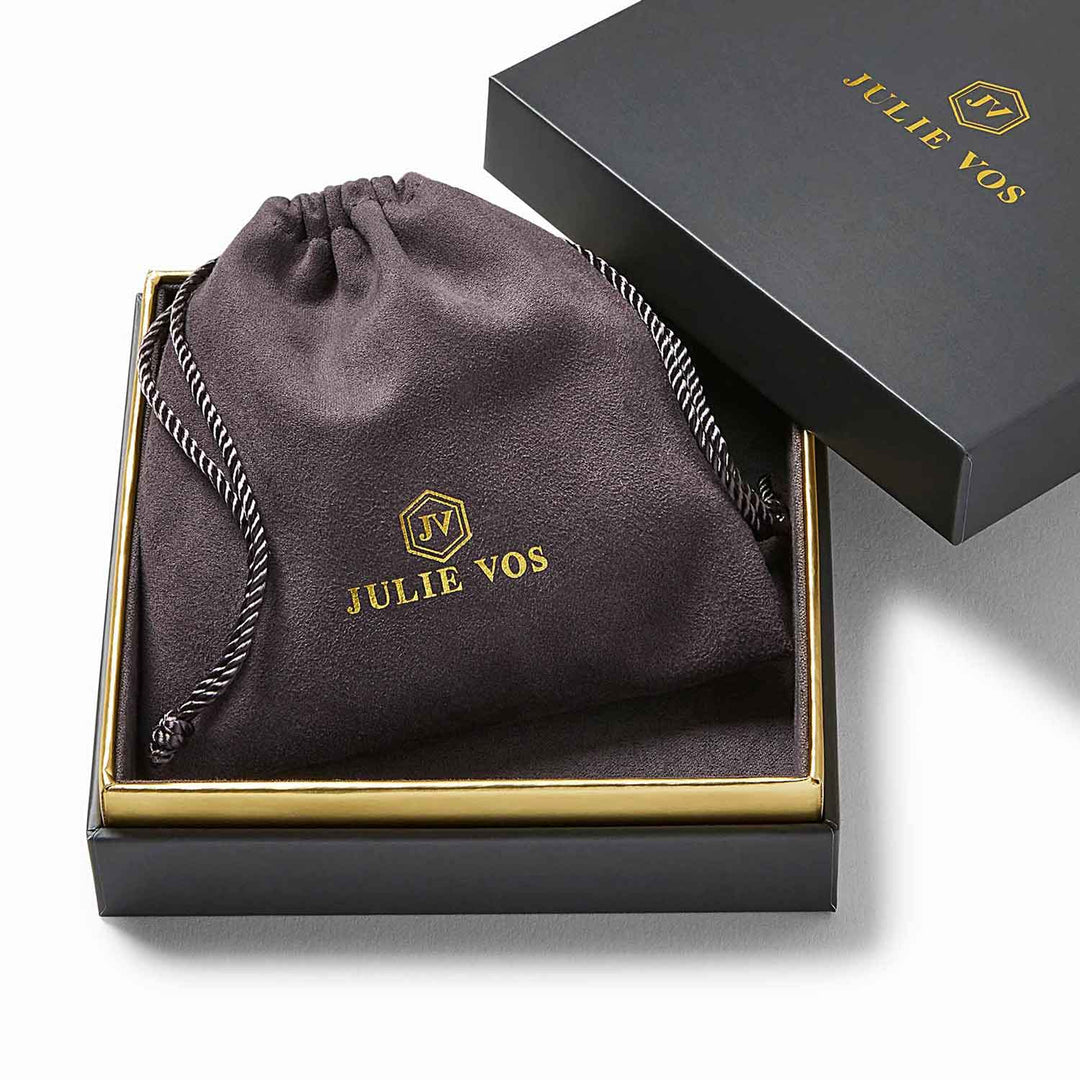 Julie Vos designer jewelry black and gold packaging pouch