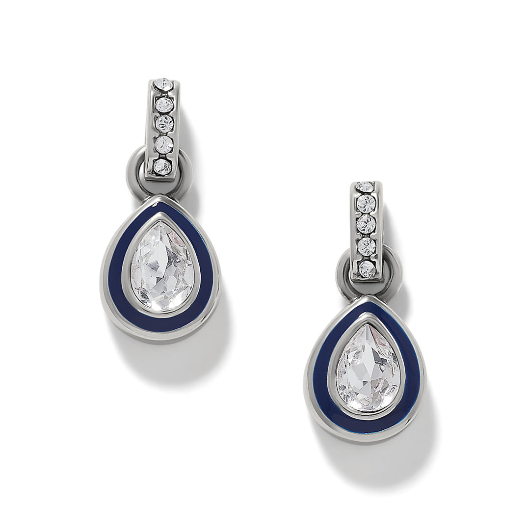 Brighton Halo Gemma petite teardrop post drop earrings in silver with pavé crystals