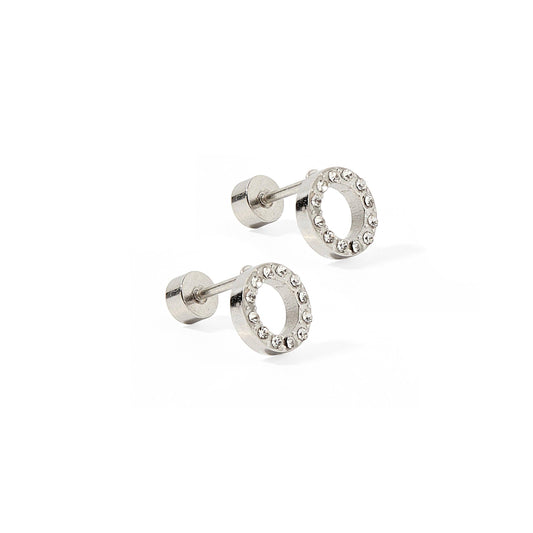 Screwback Stud Earrings - Lainey - Silver