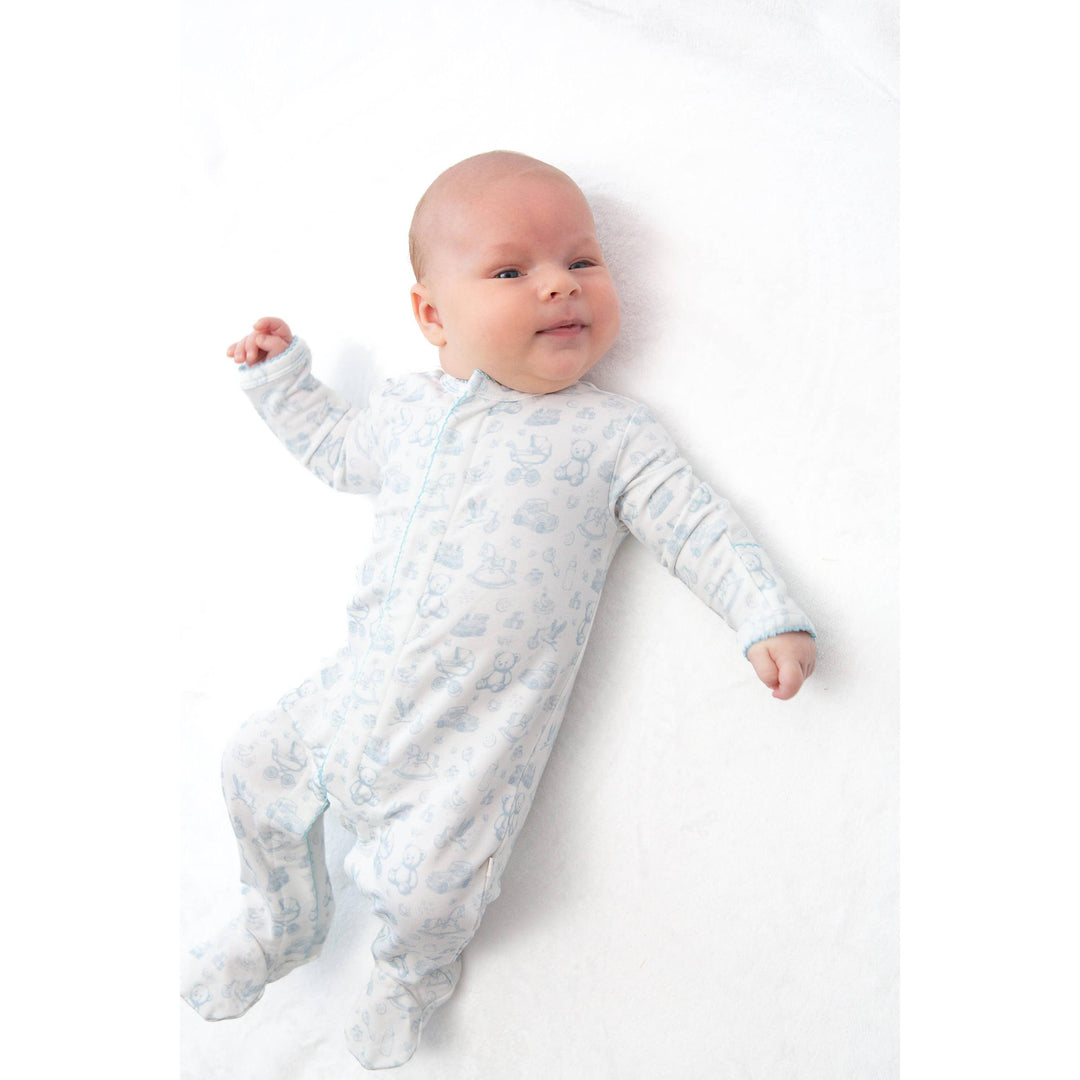 Bei Bei snap footed romper in blue Nursery Toile