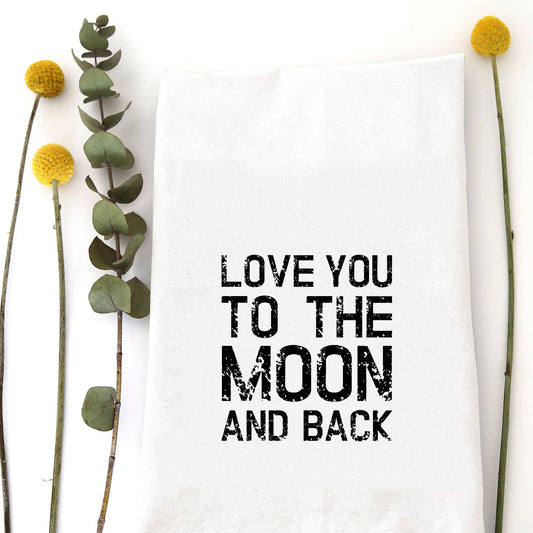 LOVE YOU MOON AND BACK TEA TOWEL