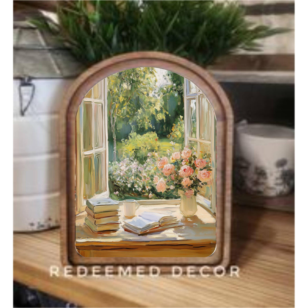 Arch Top Spring Window Framed Art