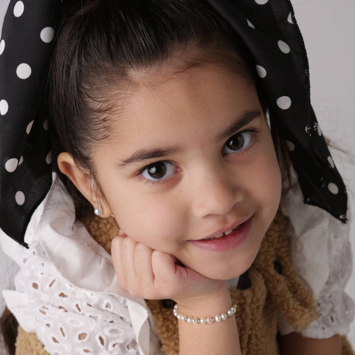 Girls 14K Gold-Plated Pearl Baby Bracelet Children&