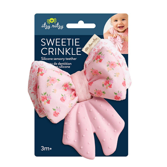 Itzy Ritzy Bow Sweetie Crinkle™ - 2-in-1 Silicone Teether & Plush Activity Toy