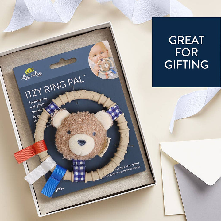 Itzy Ritzy® Itzy Ring Pal™ Plush Sensory Teether – Taupe Bear