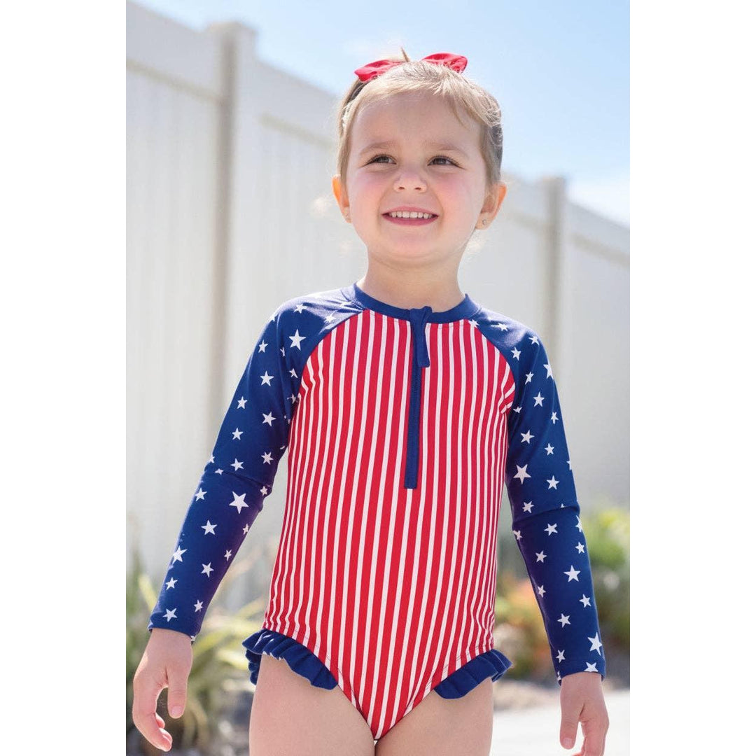 Long Sleeve Rash Guard with Front Zipper | Stars &amp; Stripes Party