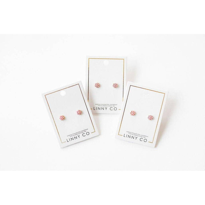 Screwback Stud Earrings - Alli Pink