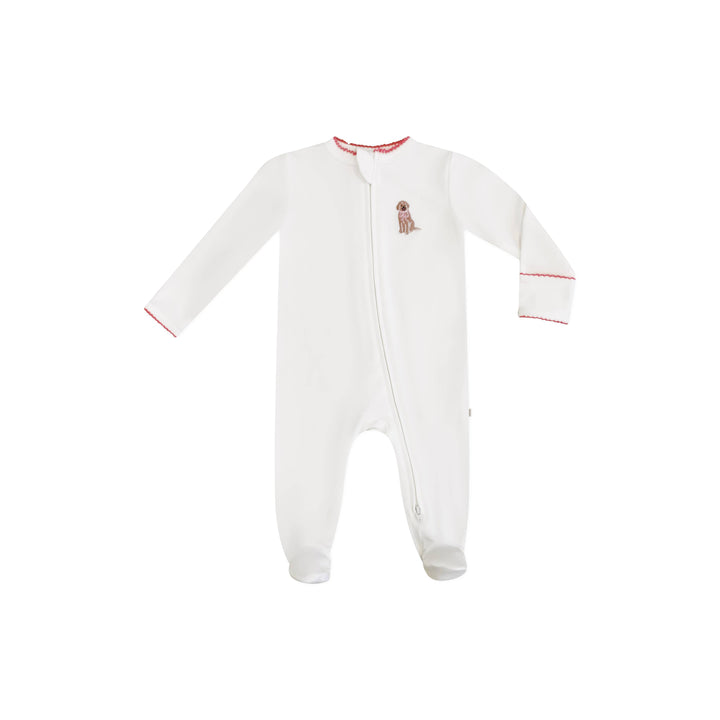 Pip Embroidered Zip Romper -Puppy Chic