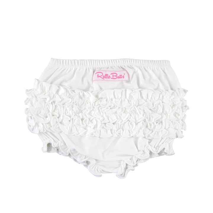 Baby Girls White Knit RuffleButt Bloomer