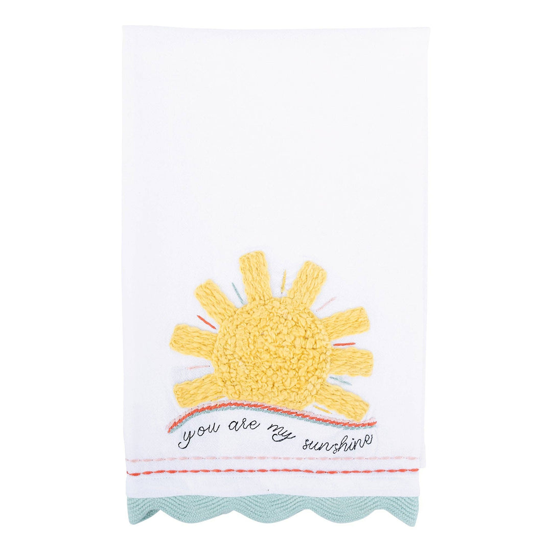 Glory Haus You Are My Sunshine white cotton tea towel featuring a warm, hand-painted inspirational quote.