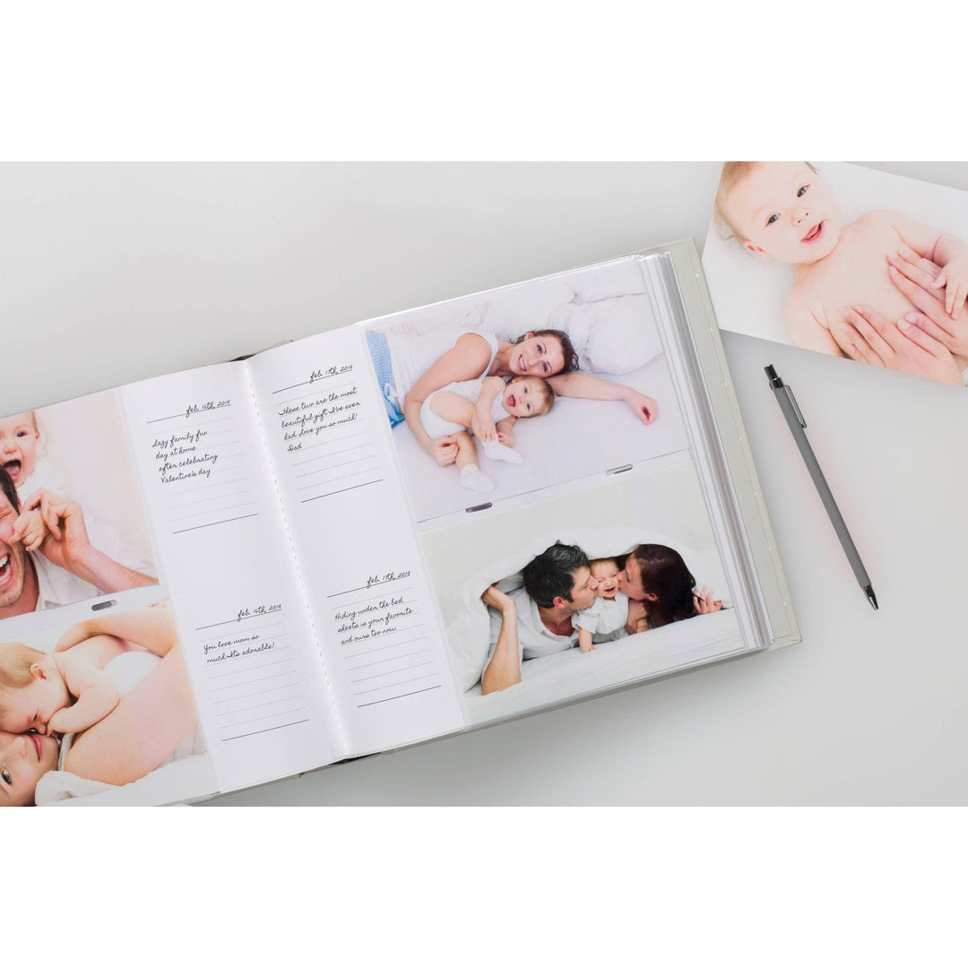 Baby Photo Album Keepsake — Gray Polka Dot with Cover Photo Window