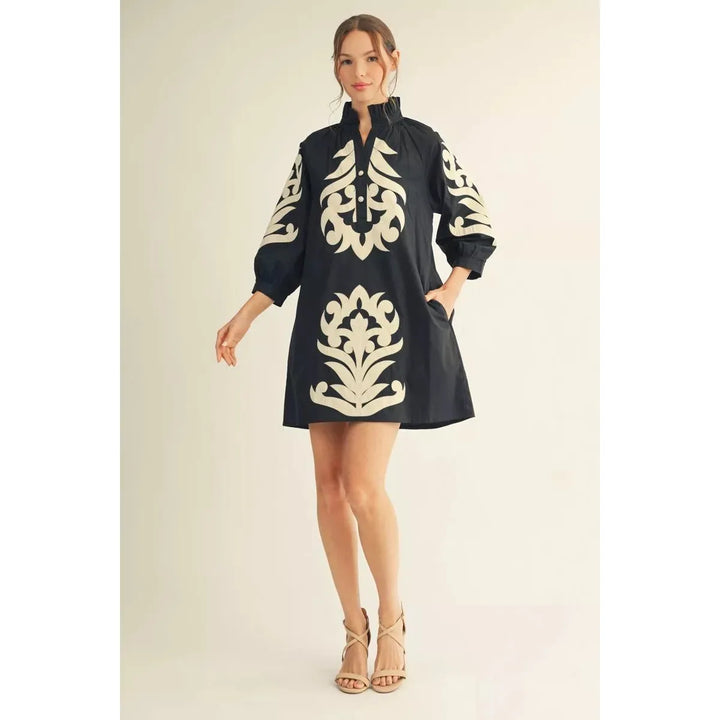 The Vivienne Baroque Appliqué Shift Dress