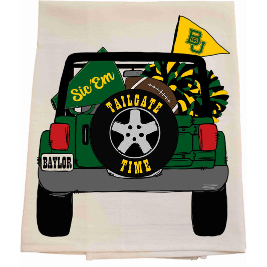 Baylor Tailgate Jeep Tea Towel