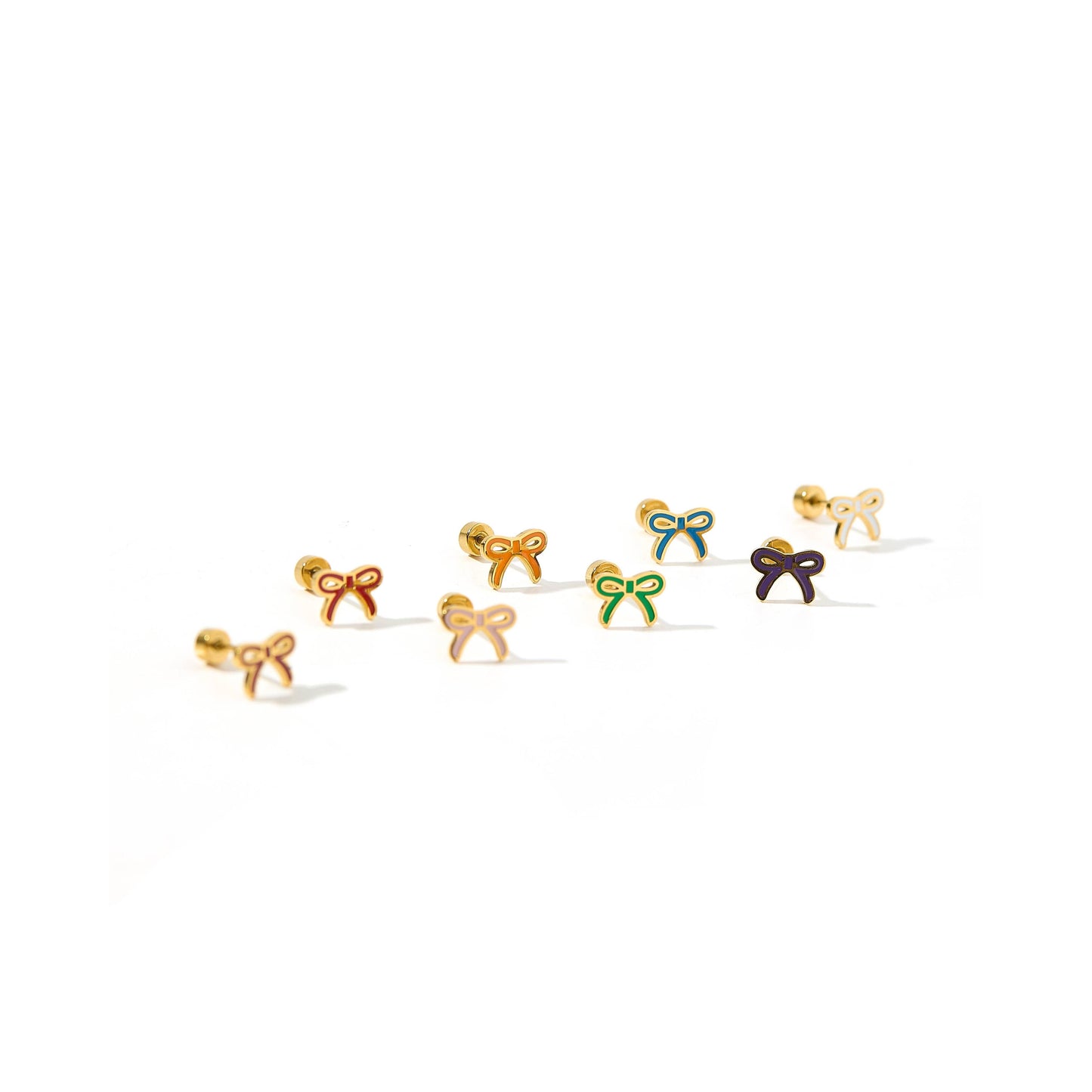 Screwback Stud Earrings - Sadie Bow White