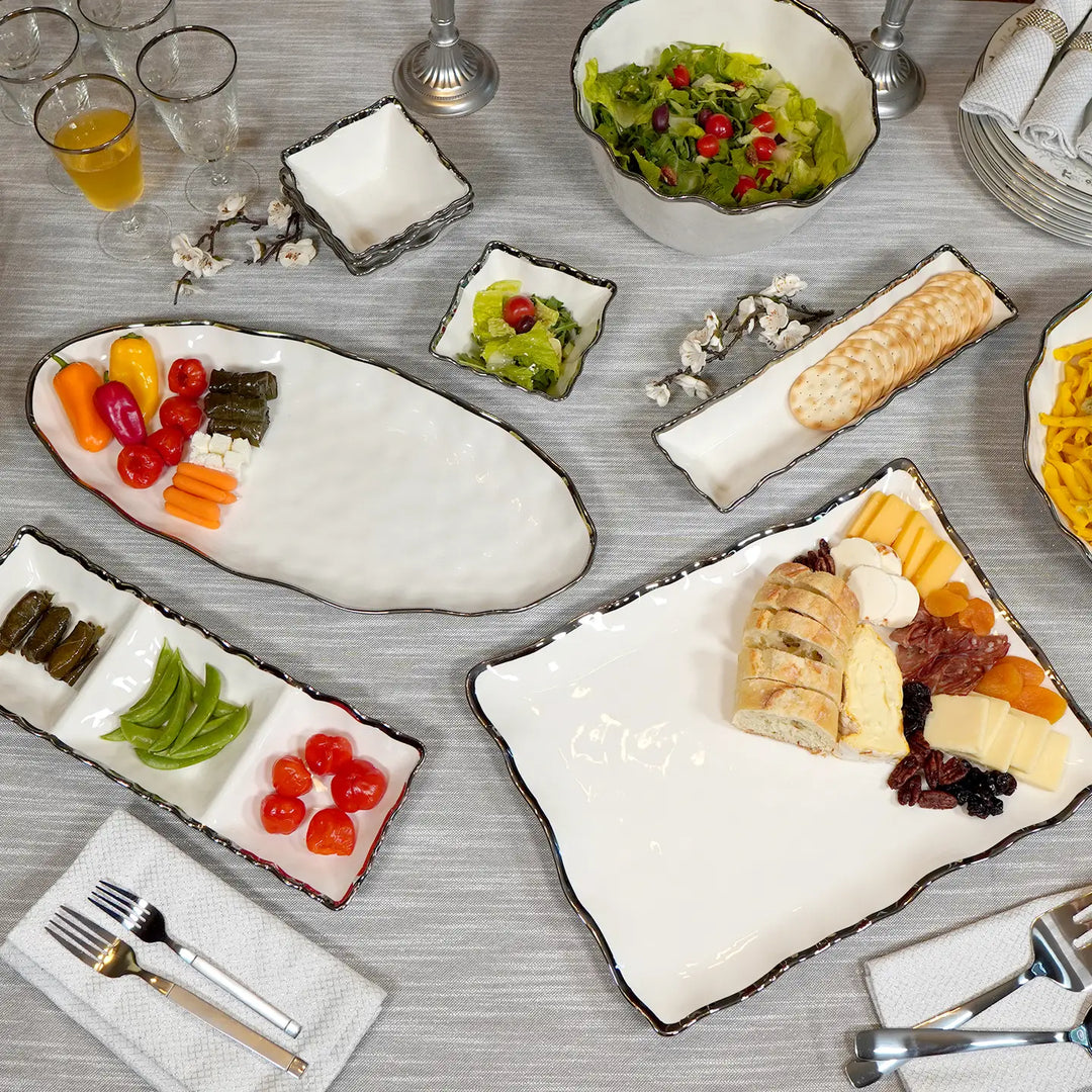 Silver Regency Porcelain Rectangular Serving Platter by Certified International